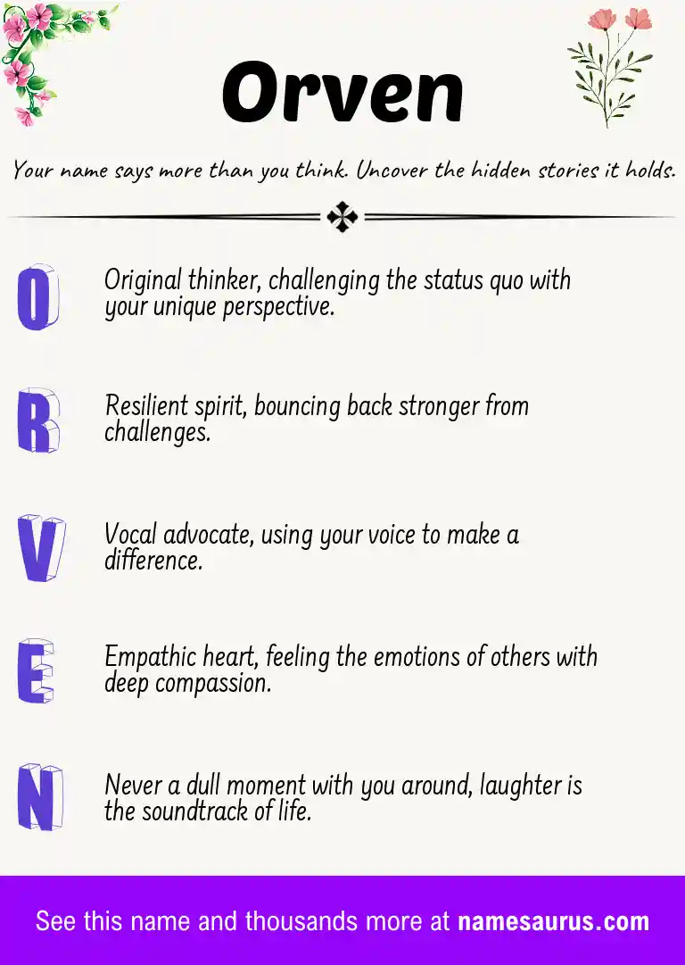 Acrostic poem about Orven.