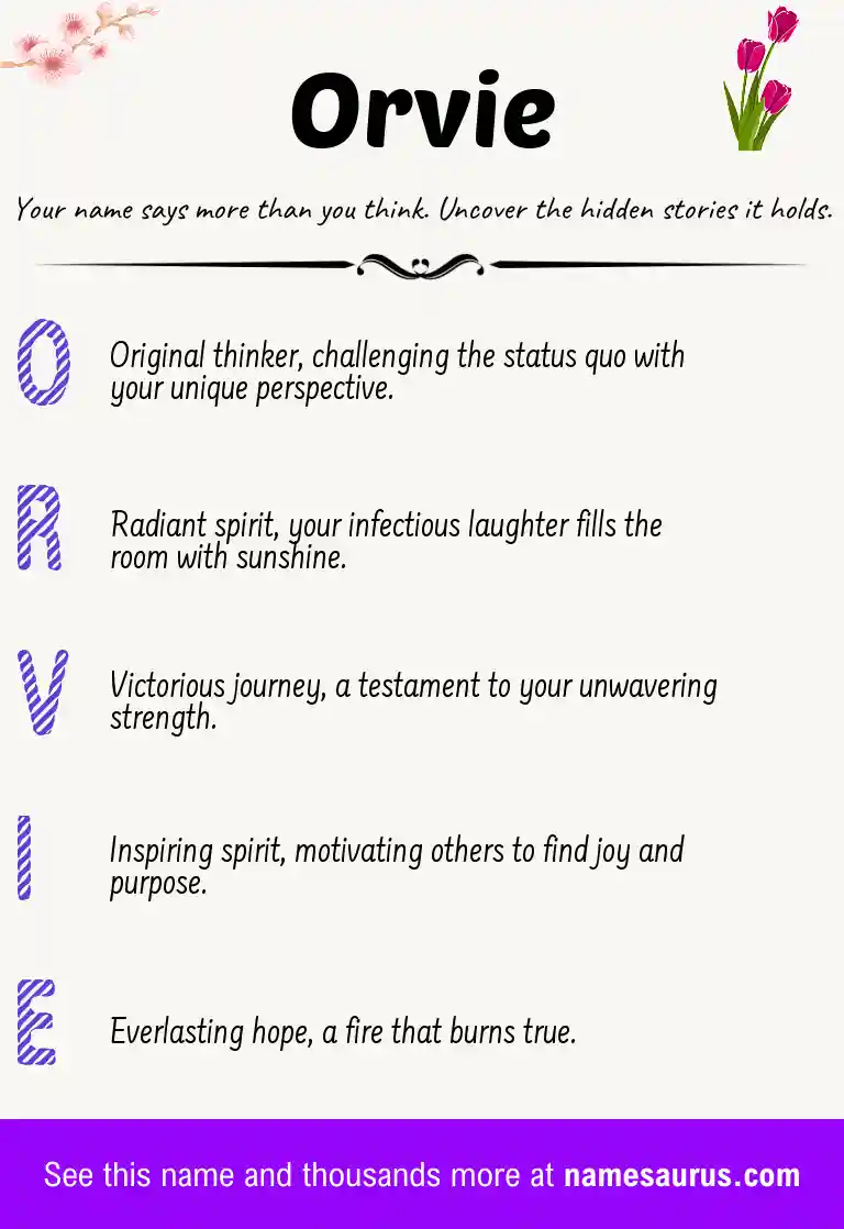 Acrostic poem about Orvie.