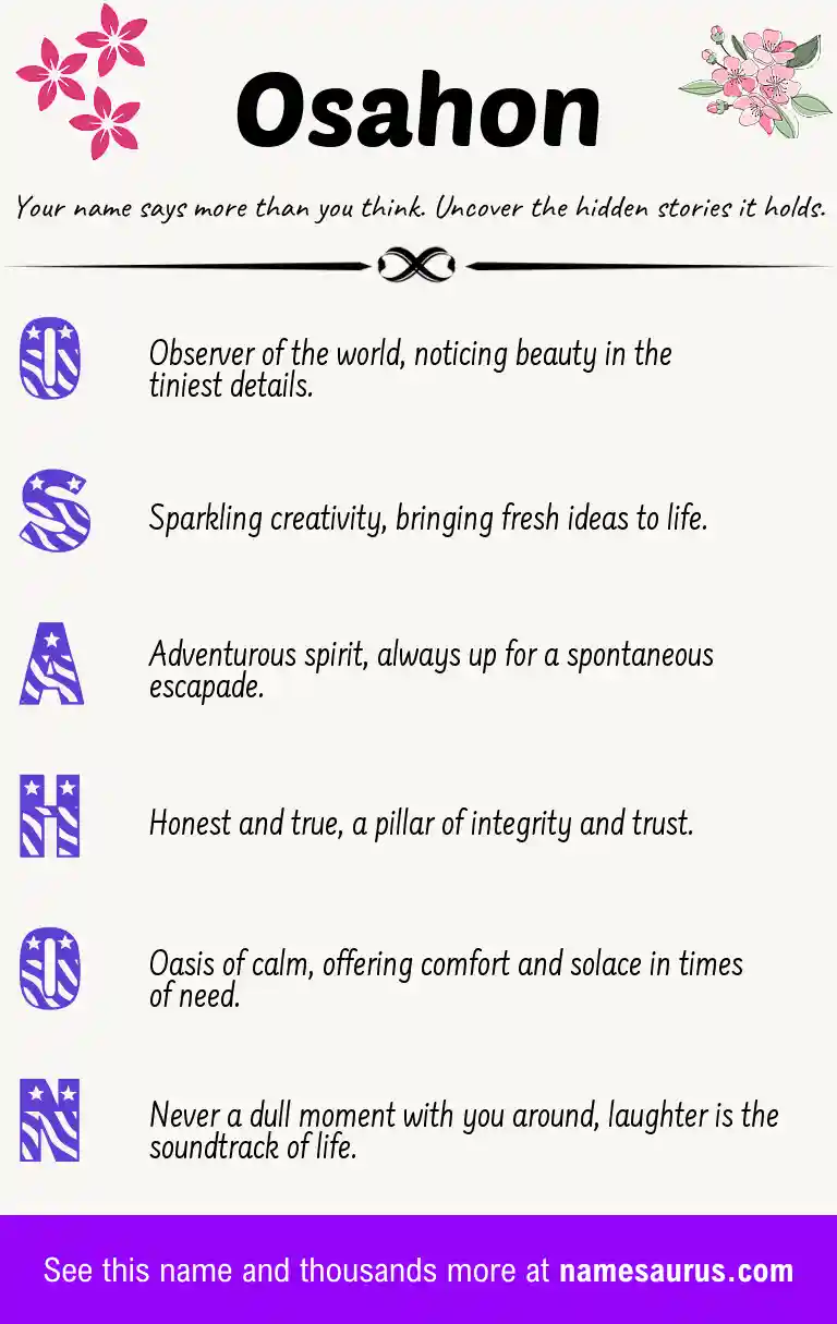 Acrostic poem about Osahon.