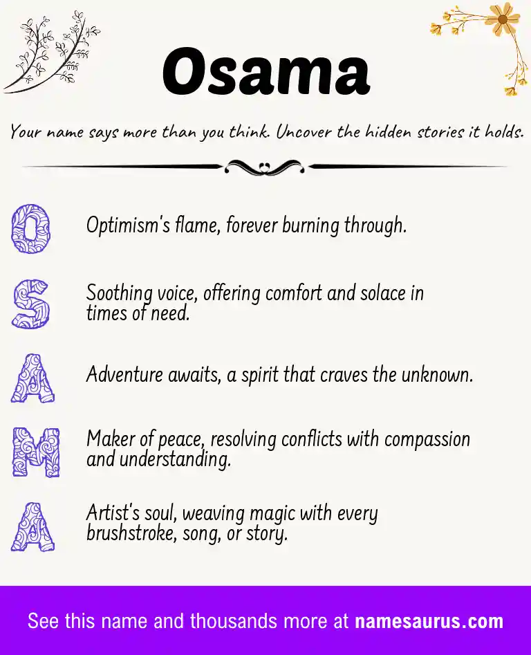 Acrostic poem about Osama.