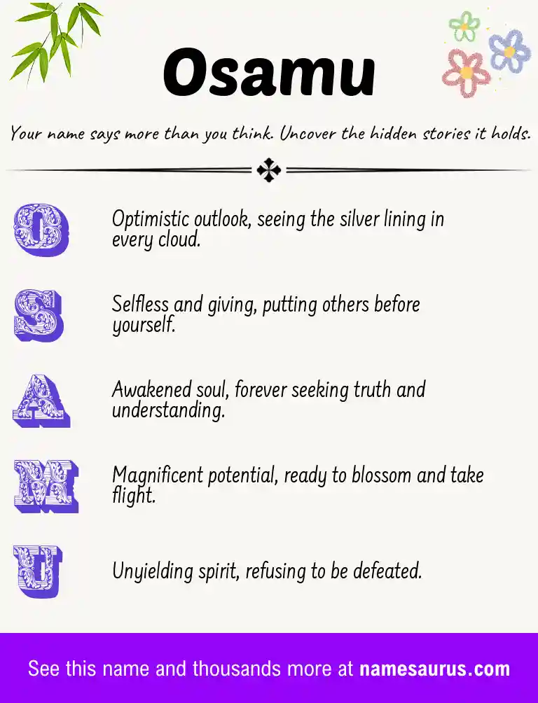 Acrostic poem about Osamu.