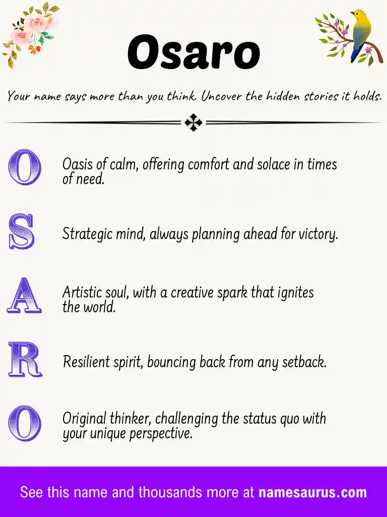 Acrostic poem about Osaro.