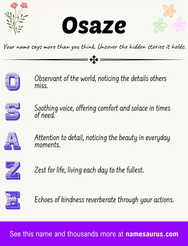 Acrostic poem about Osaze.