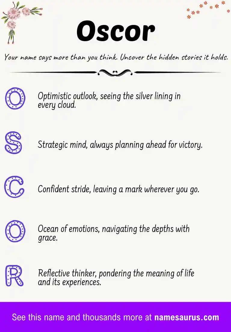 Acrostic poem about Oscor.