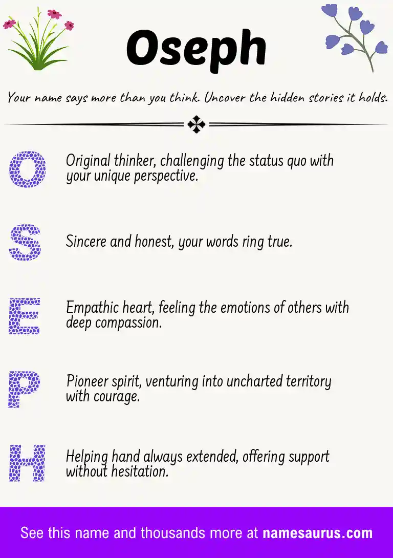 Acrostic poem about Oseph.