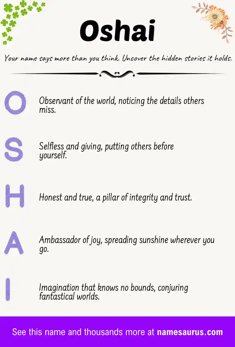 Acrostic poem about Oshai.