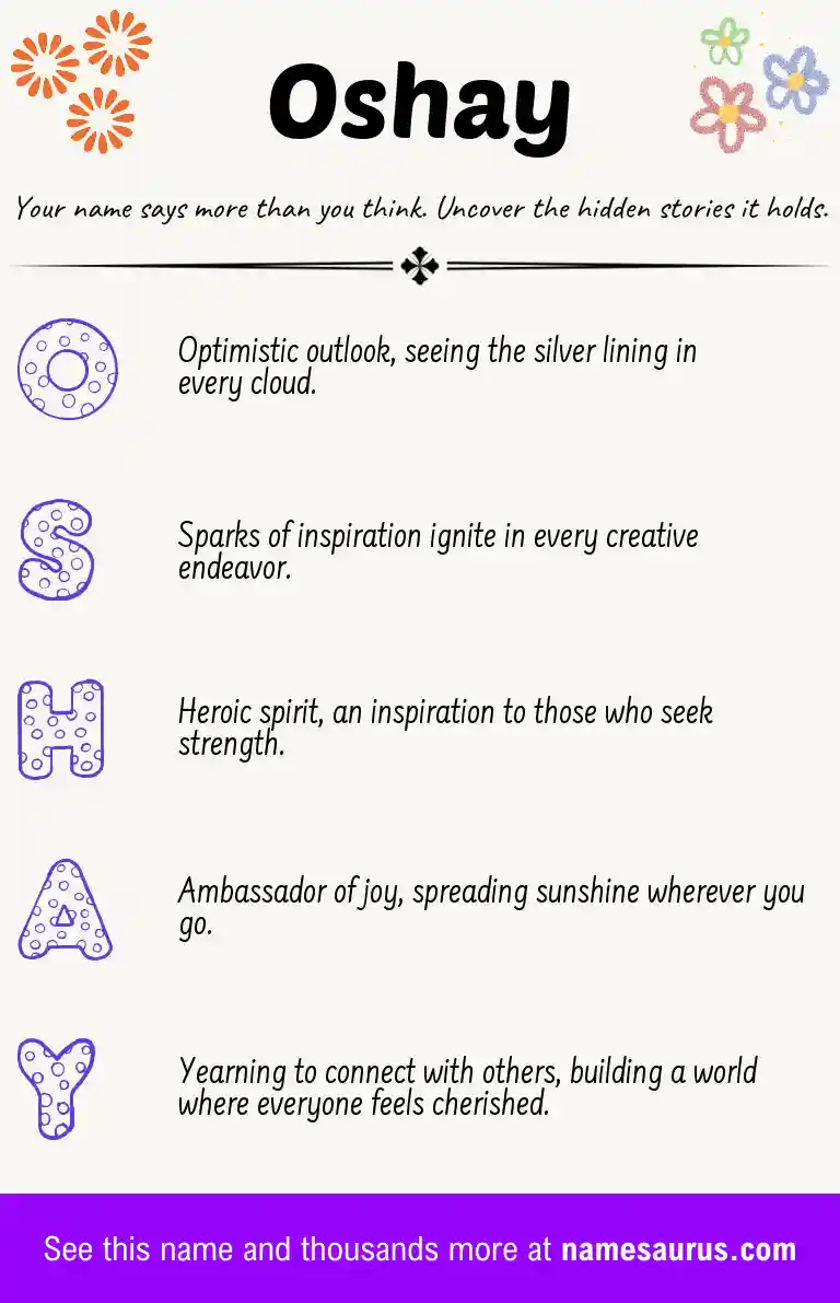 Acrostic poem about Oshay.