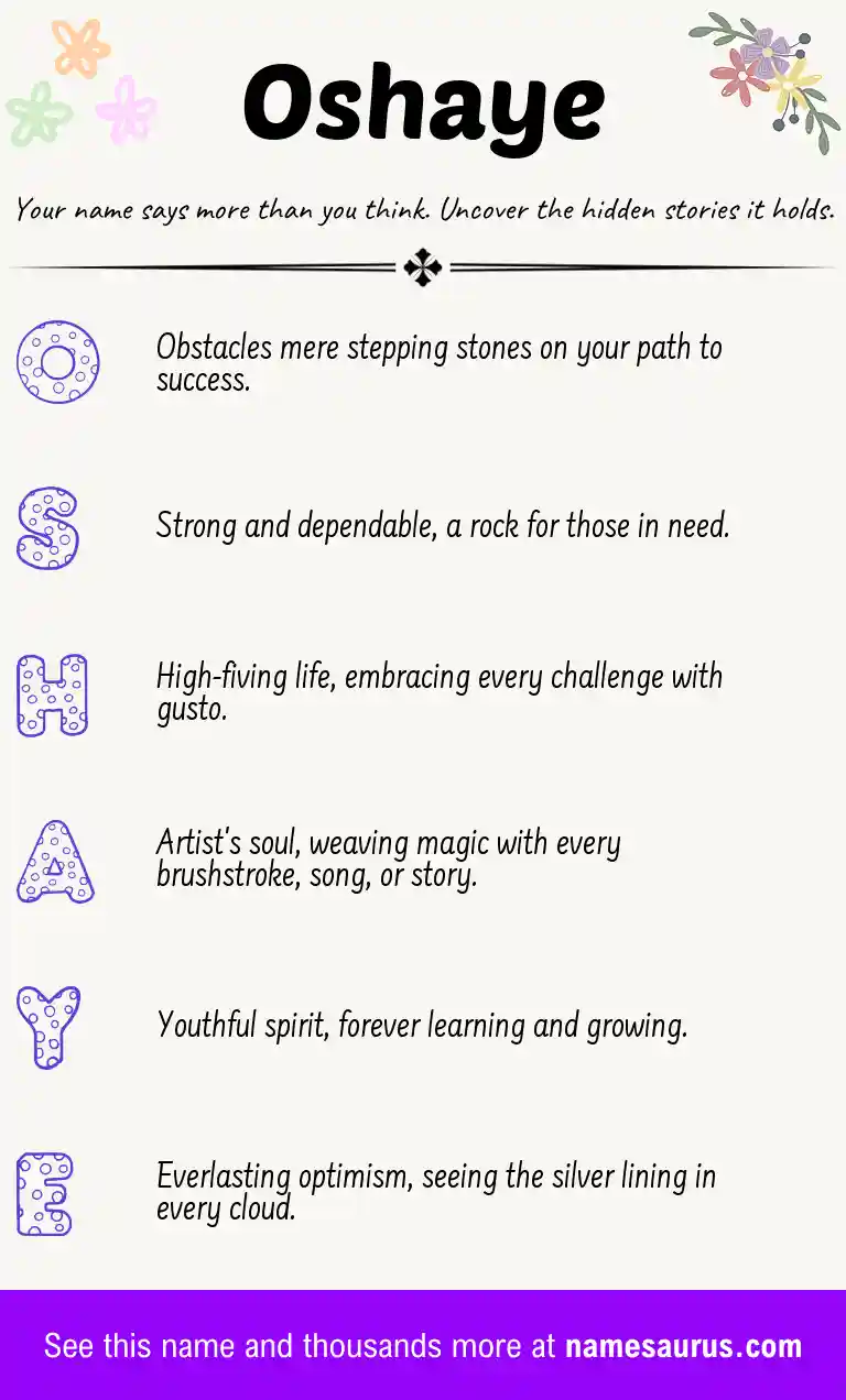 Acrostic poem about Oshaye.