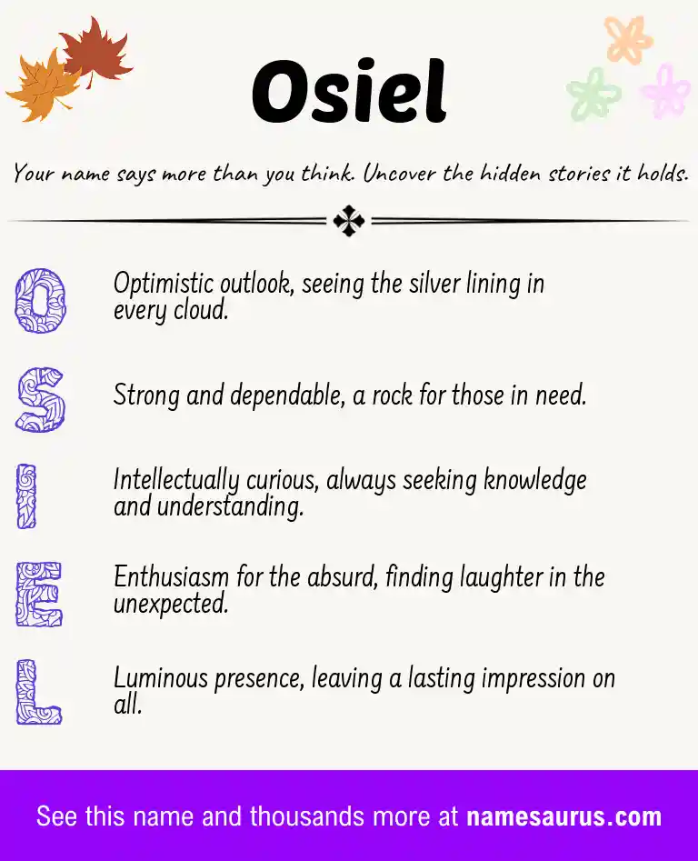 Acrostic poem about Osiel.