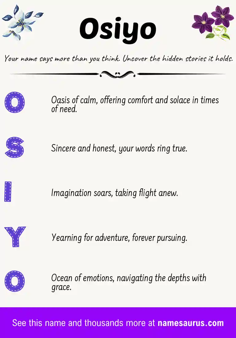 Acrostic poem about Osiyo.