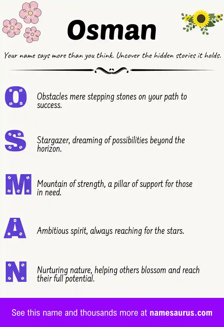 Acrostic poem about Osman.