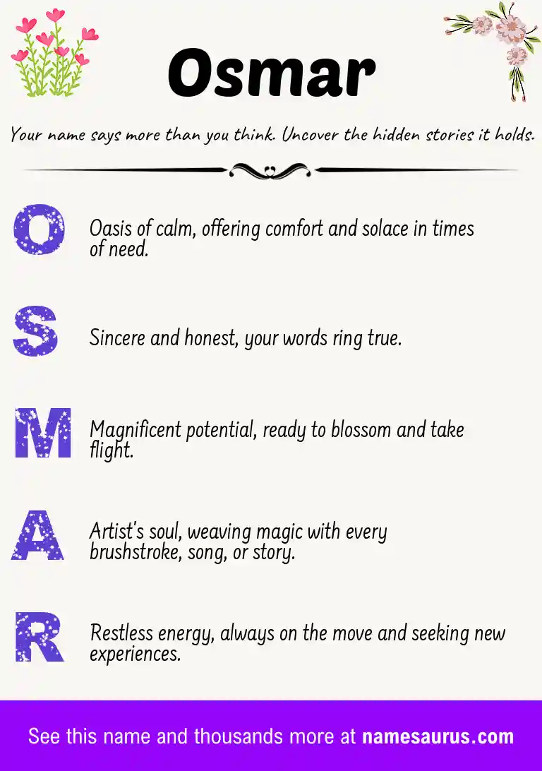 Acrostic poem about Osmar.