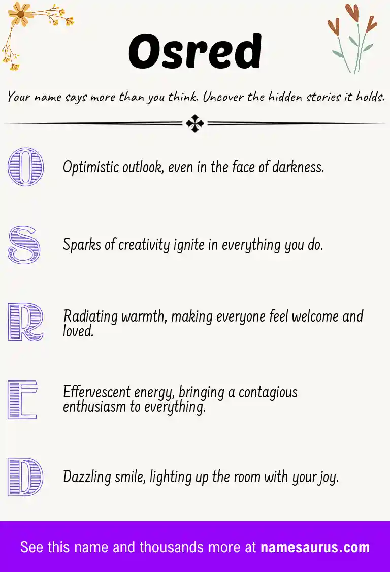 Acrostic poem about Osred.