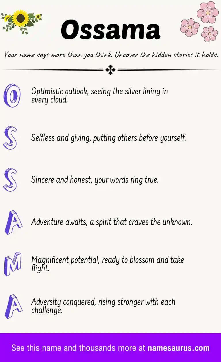 Acrostic poem about Ossama.