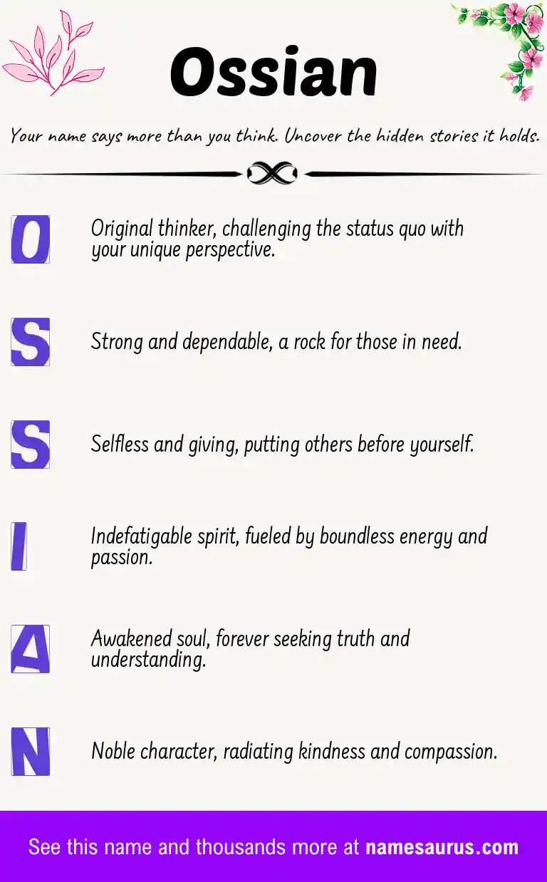 Acrostic poem about Ossian.