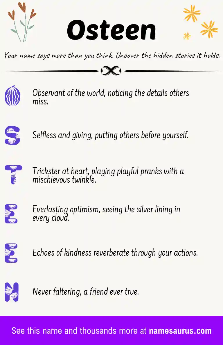 Acrostic poem about Osteen.