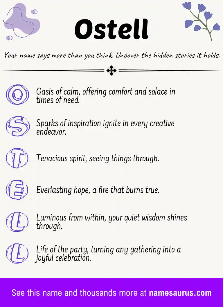 Acrostic poem about Ostell.