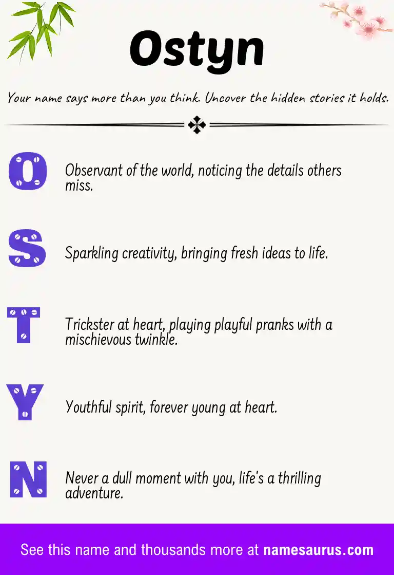 Acrostic poem about Ostyn.