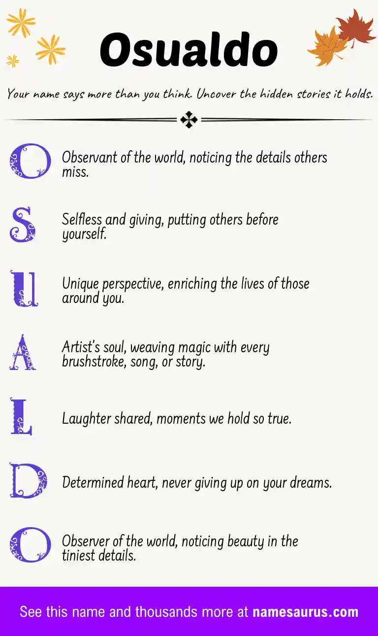 Acrostic poem about Osualdo.