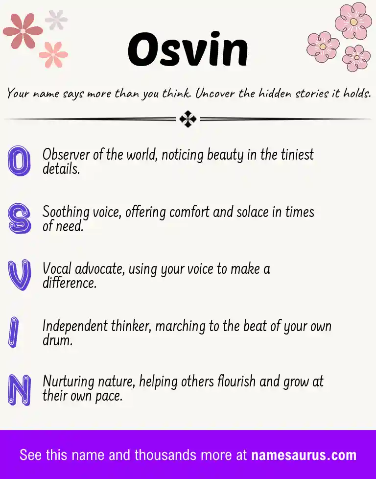 Acrostic poem about Osvin.