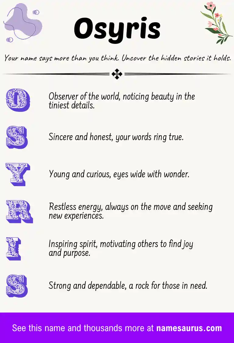 Acrostic poem about Osyris.