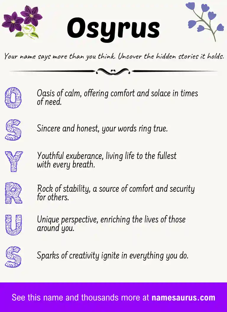 Acrostic poem about Osyrus.