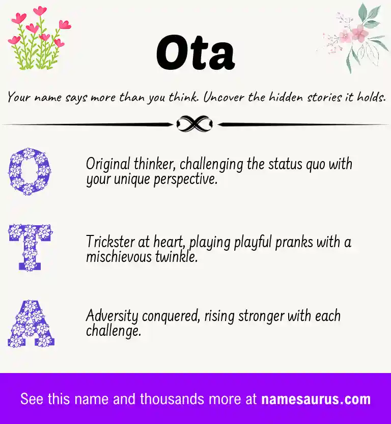 Acrostic poem about Ota.