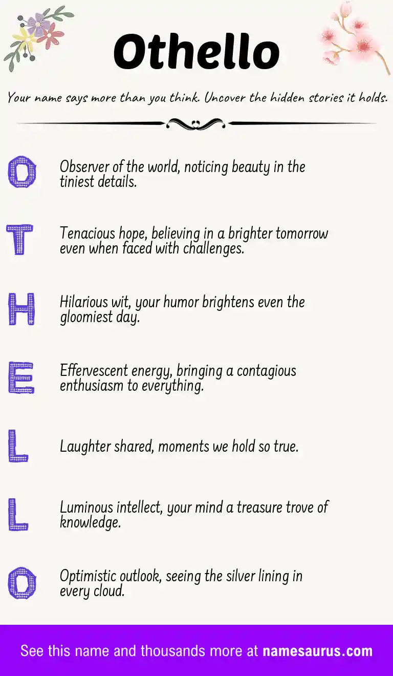 Acrostic poem about Othello.