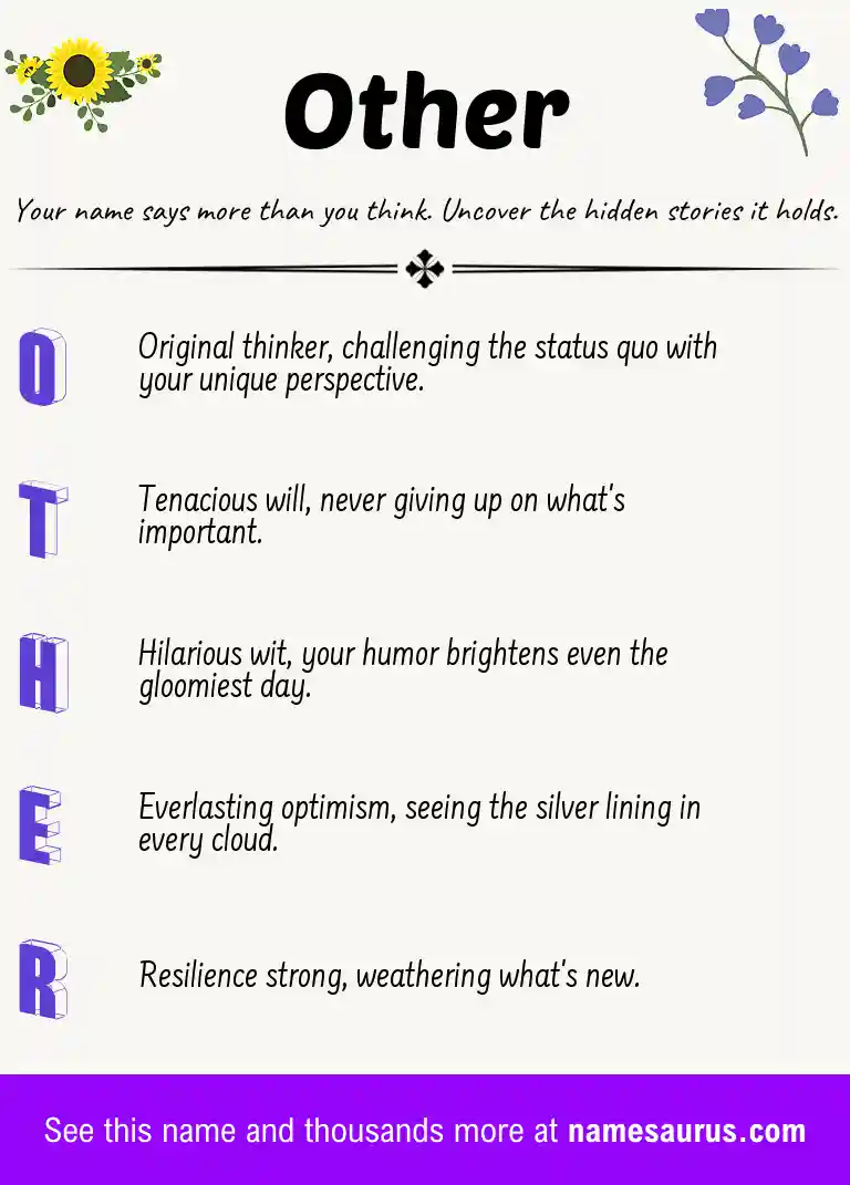 Acrostic poem about Other.
