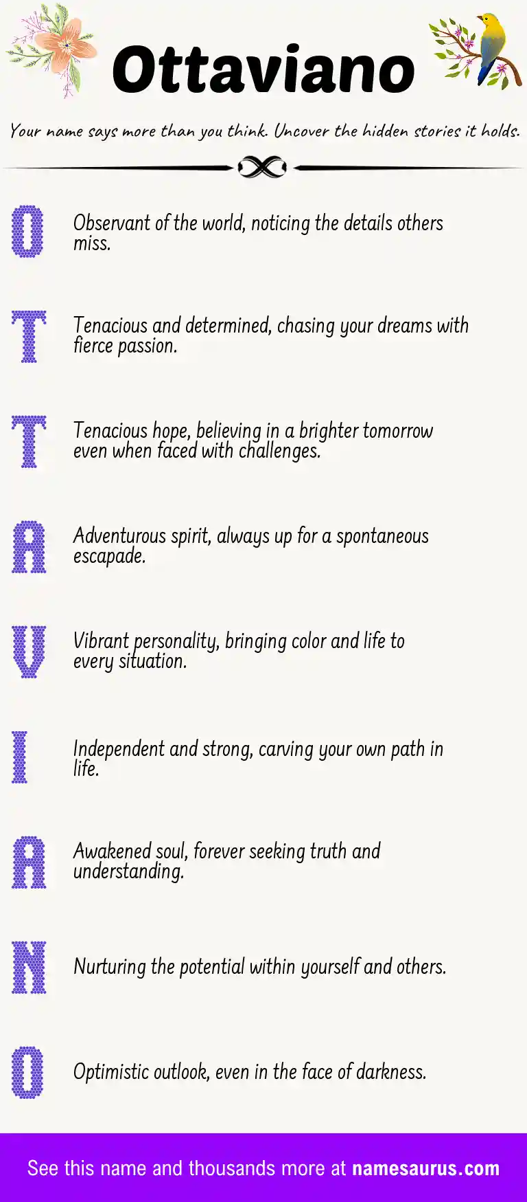Acrostic poem about Ottaviano.