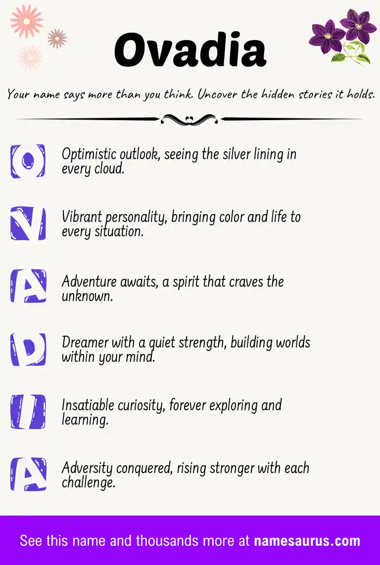 Acrostic poem about Ovadia.