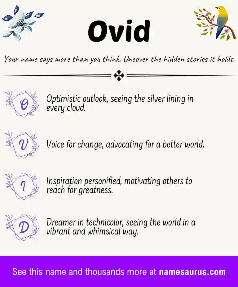 Acrostic poem about Ovid.
