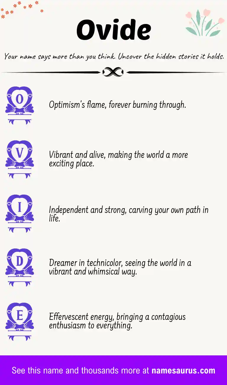 Acrostic poem about Ovide.