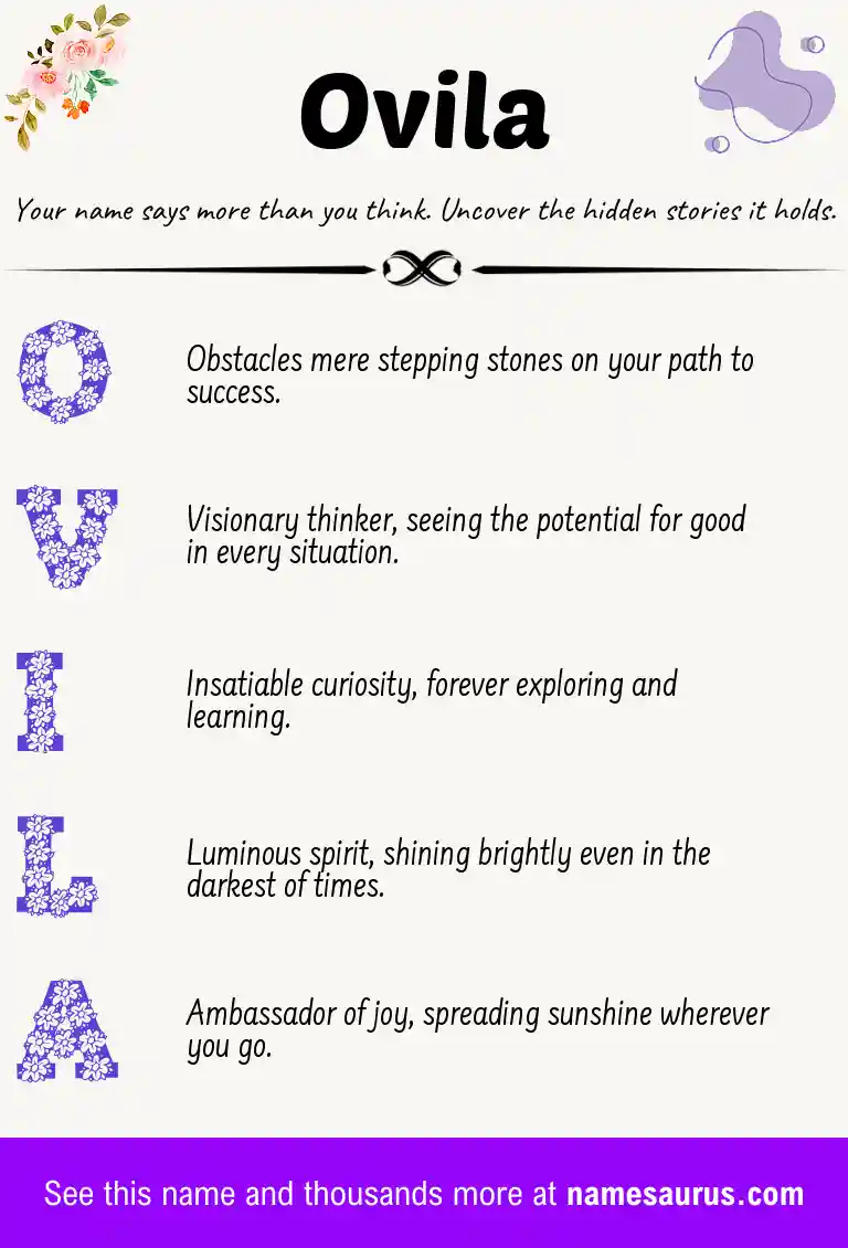 Acrostic poem about Ovila.