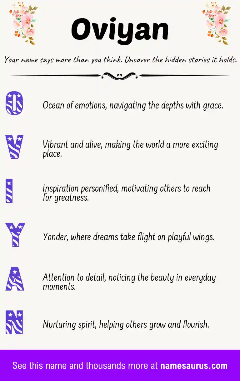 Acrostic poem about Oviyan.