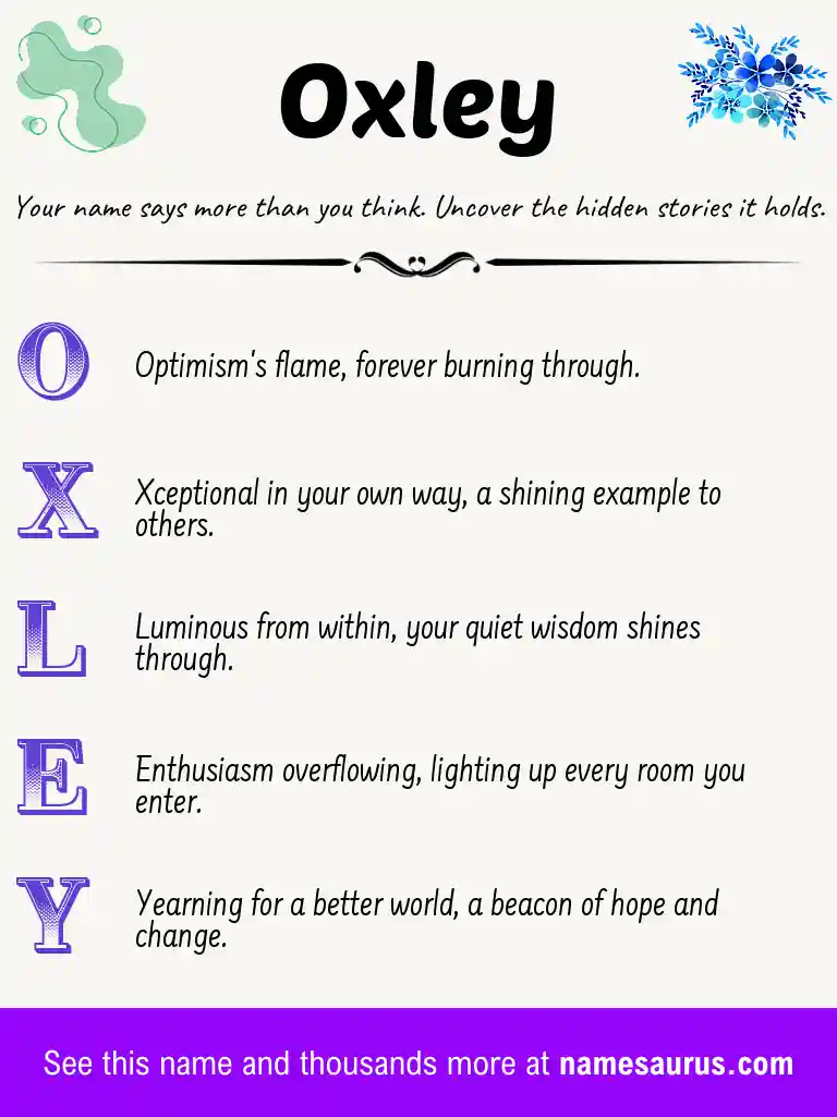 Acrostic poem about Oxley.