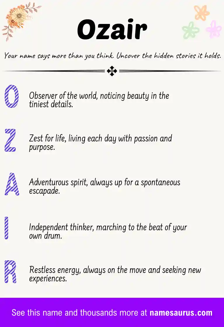 Acrostic poem about Ozair.