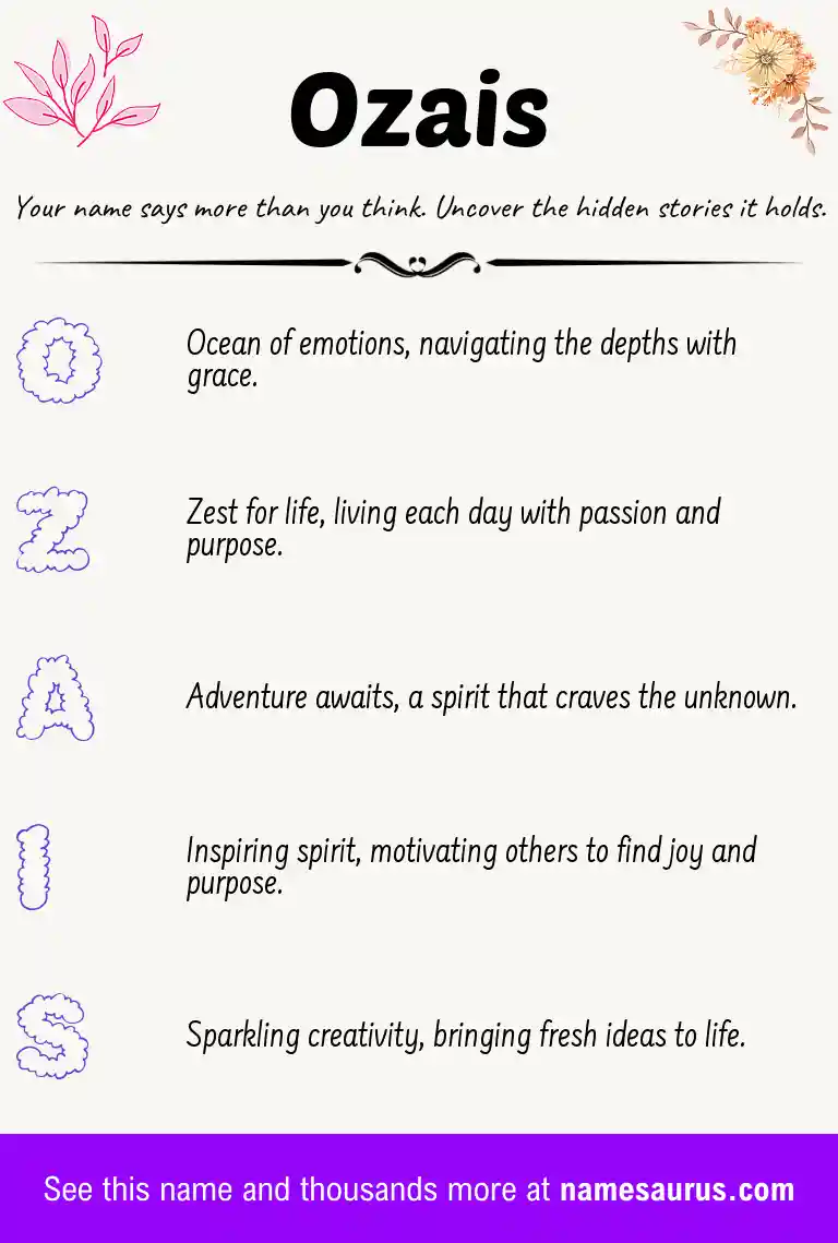 Acrostic poem about Ozais.