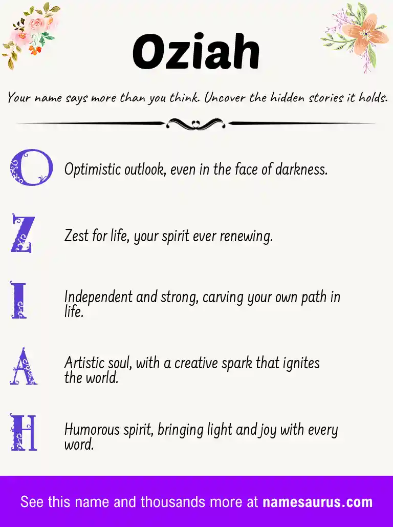 Acrostic poem about Oziah.