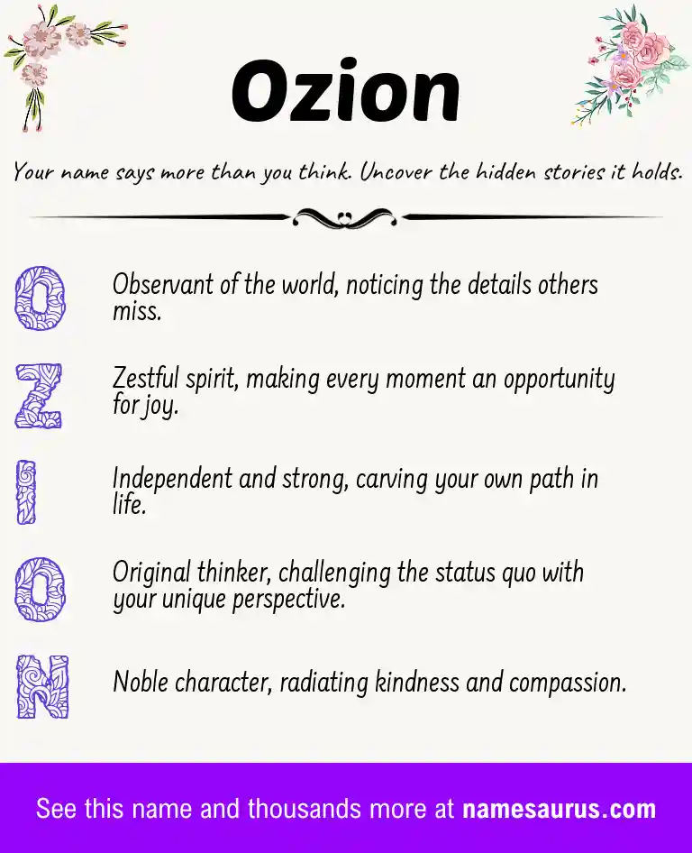 Acrostic poem about Ozion.