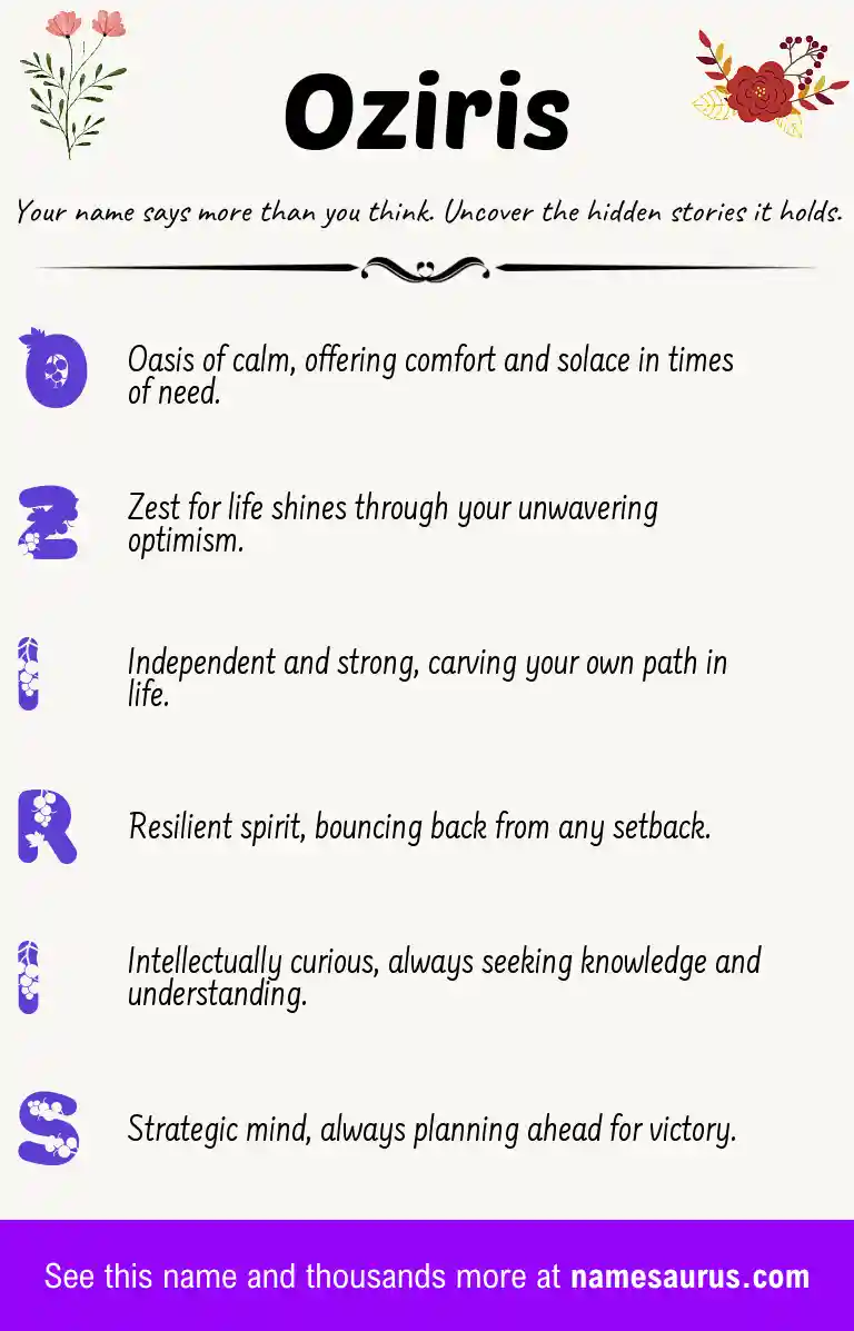 Acrostic poem about Oziris.