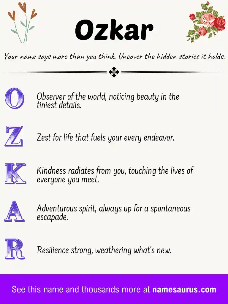 Acrostic poem about Ozkar.