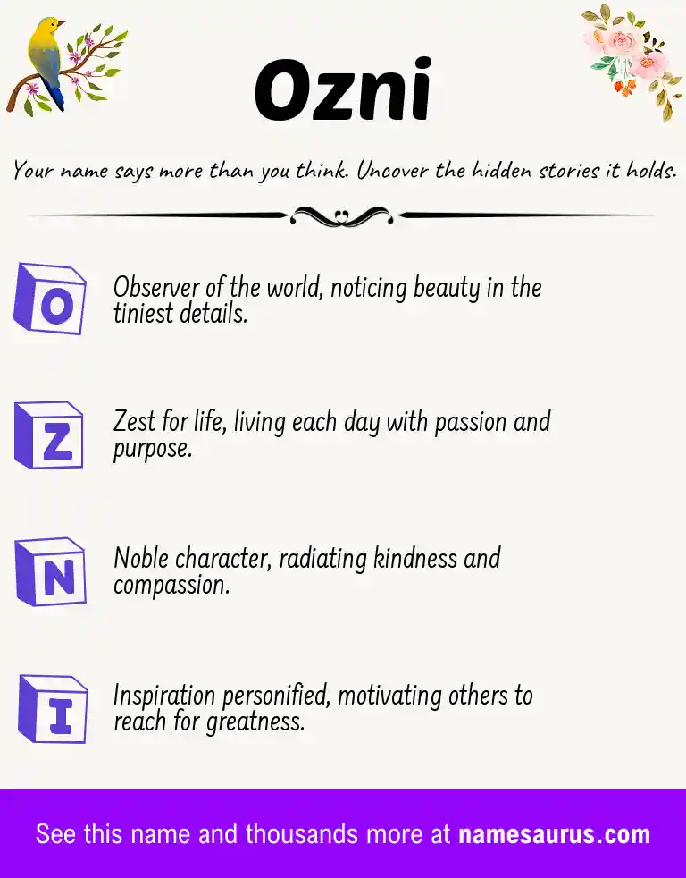 Acrostic poem about Ozni.