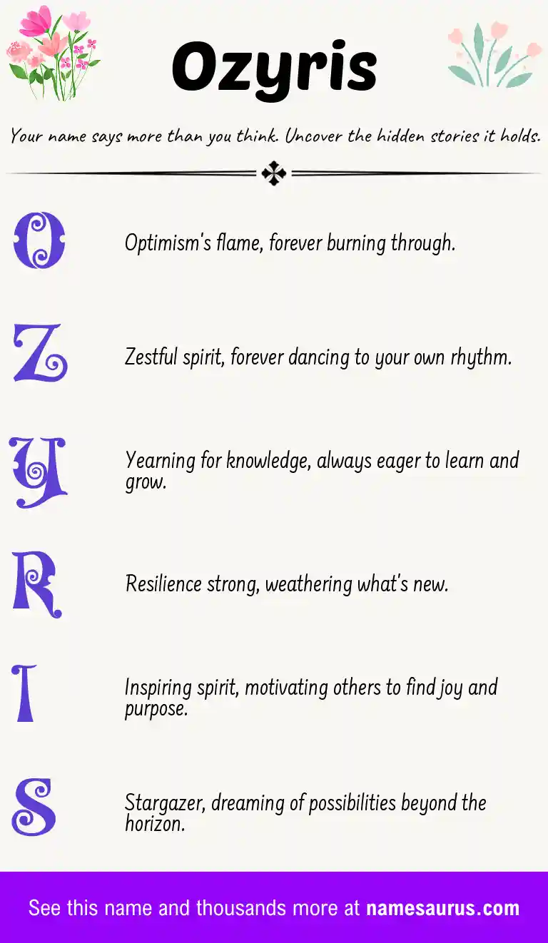 Acrostic poem about Ozyris.