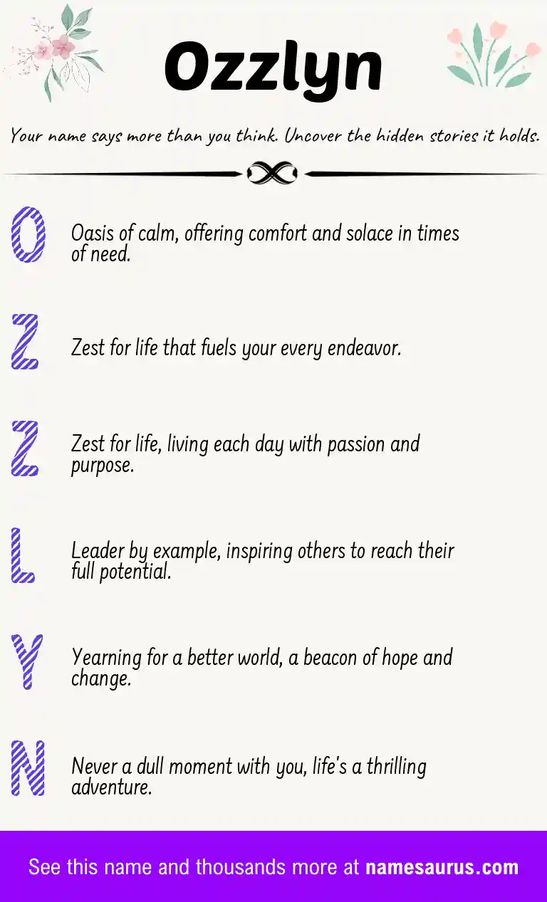 Acrostic poem about Ozzlyn.
