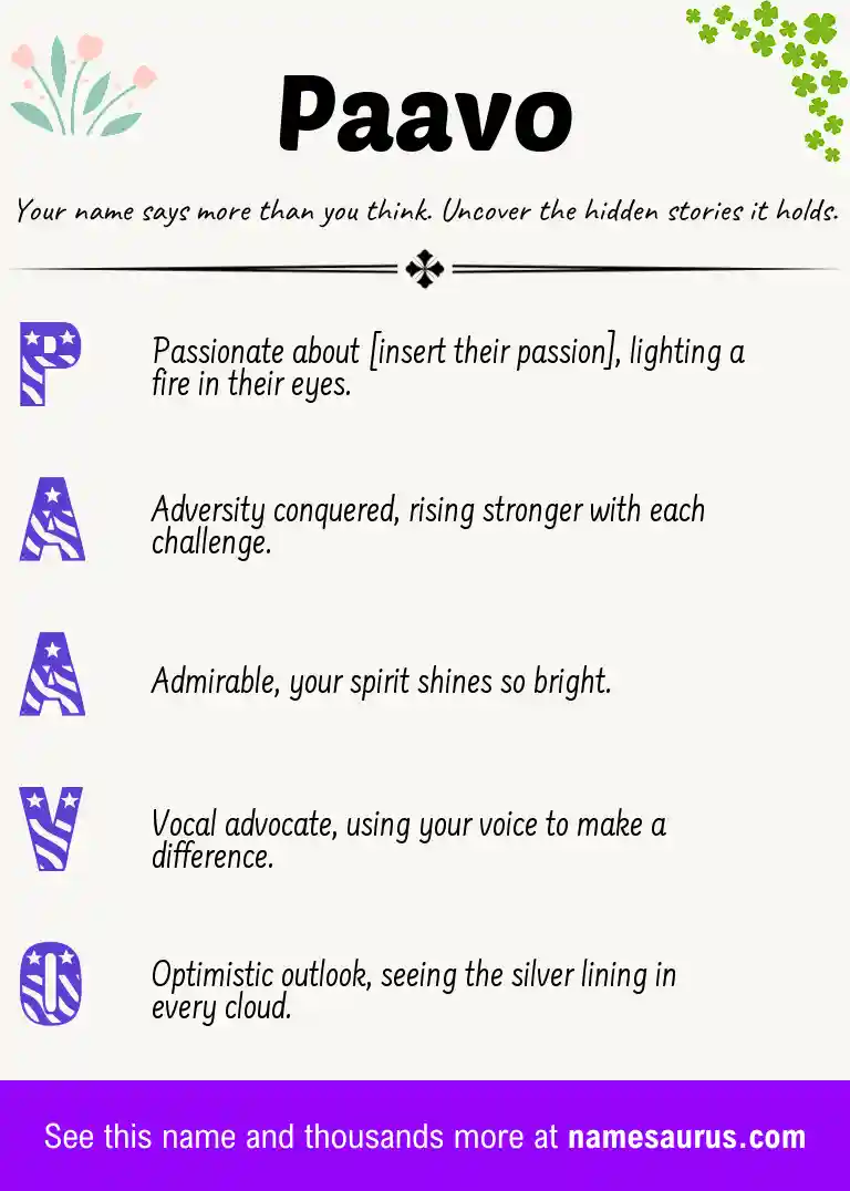 Acrostic poem about Paavo.