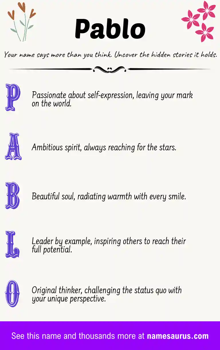 Acrostic poem about Pablo.