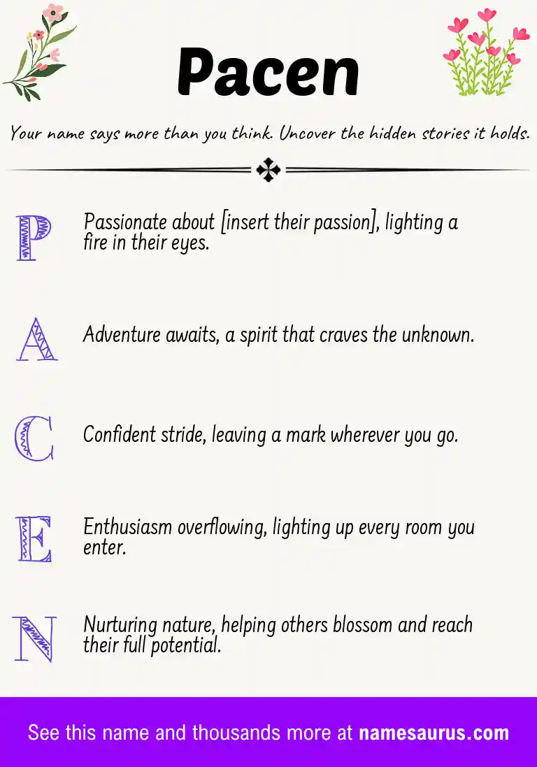Acrostic poem about Pacen.
