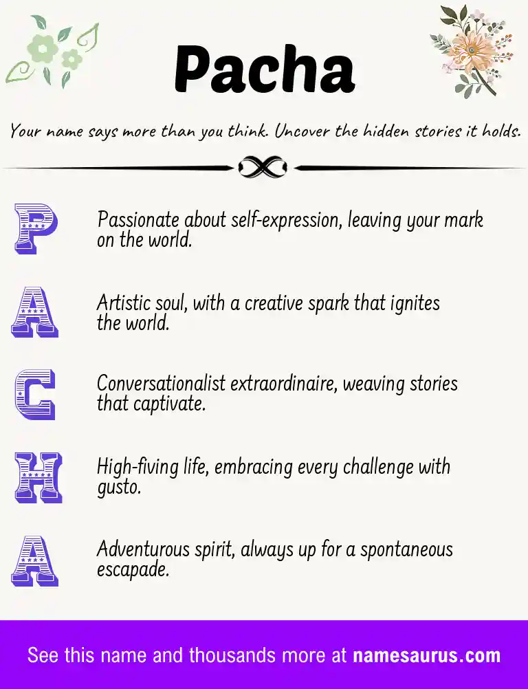 Acrostic poem about Pacha.