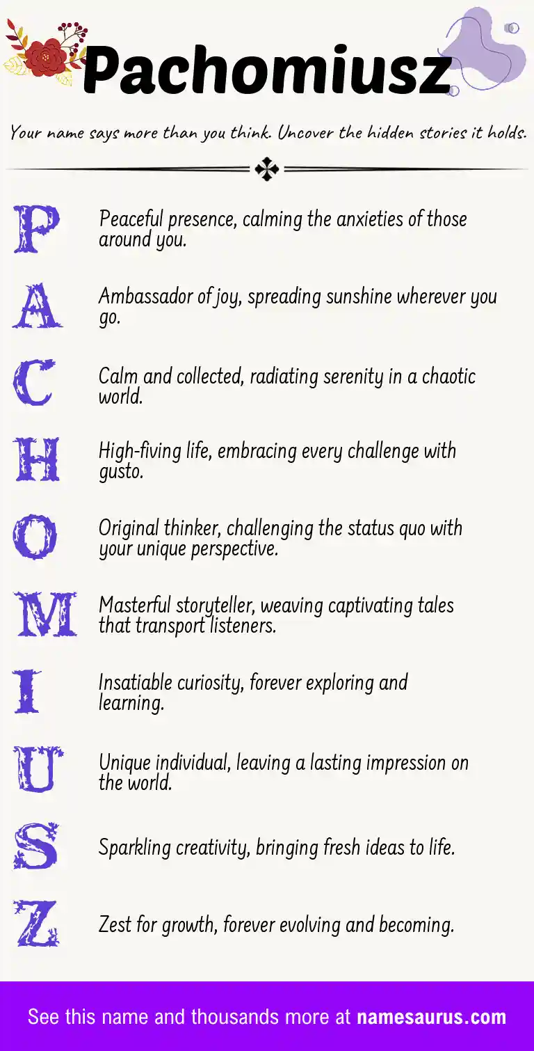 Acrostic poem about Pachomiusz.